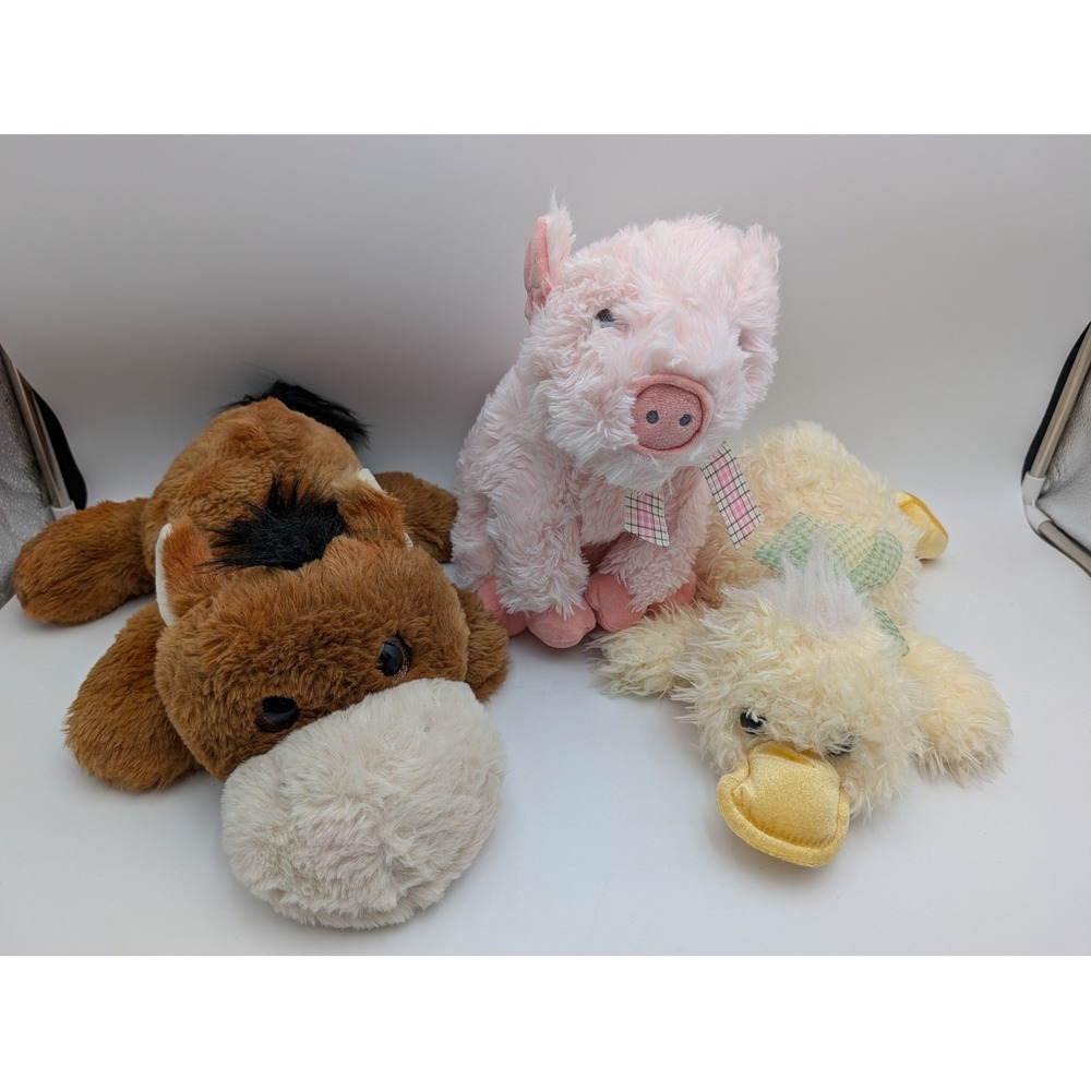 Walmart Plush Lot Brown Horse Pink Pig Yellow Duck Farm Animal Stuffed Toys
